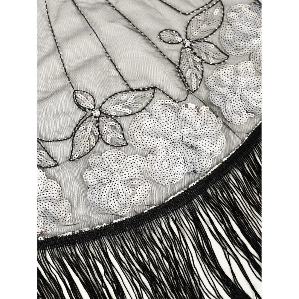 Women's Sequin Beaded 1920s Flapper Shawl Wrap for Evening Party Wedding
